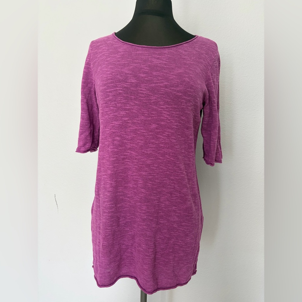 Eileen Fisher Heathered Fuchsia Scoop Neck Tunic